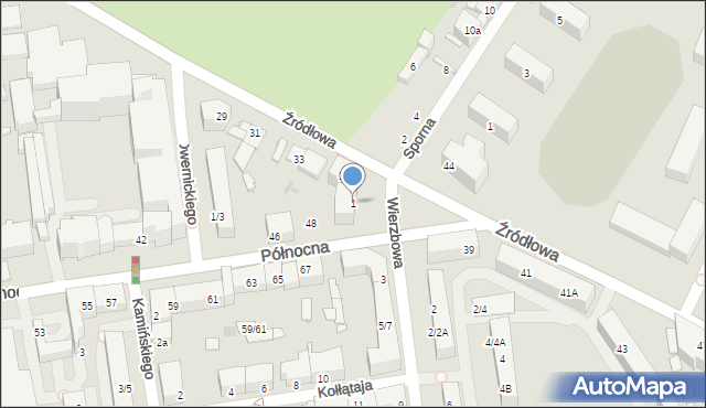 Łódź, Wierzbowa, 1, mapa Łodzi