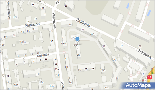 Łódź, Wierzbowa, 4A, mapa Łodzi