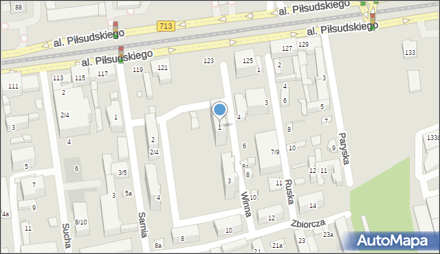 Łódź, Winna, 1, mapa Łodzi