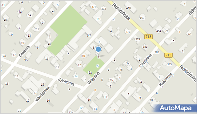 Łódź, Wilgotna, 1, mapa Łodzi