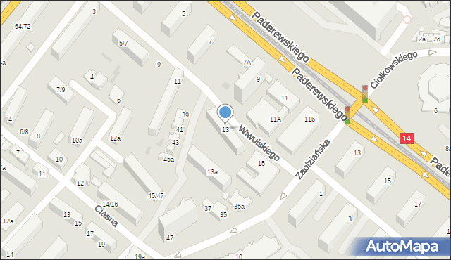 Łódź, Wiwulskiego Antoniego, 13, mapa Łodzi