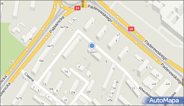 Łódź, Wiwulskiego Antoniego, 5/7, mapa Łodzi