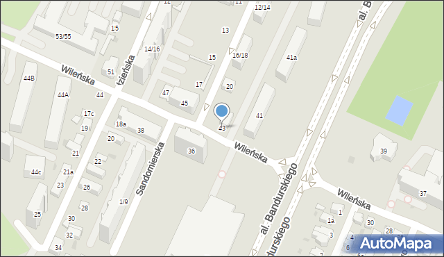 Łódź, Wileńska, 43, mapa Łodzi