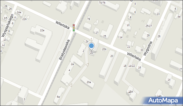 Łódź, Wileńska, 22, mapa Łodzi