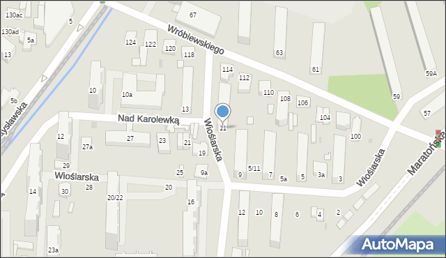 Łódź, Wioślarska, 11, mapa Łodzi