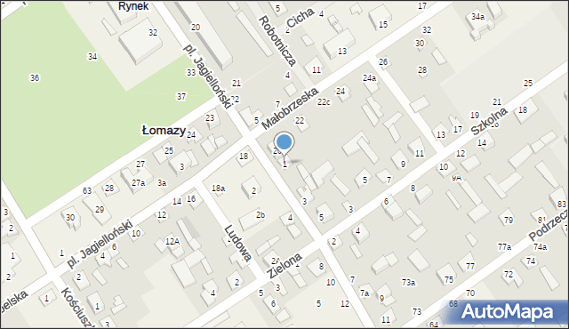 Łomazy, Wisznicka, 1, mapa Łomazy