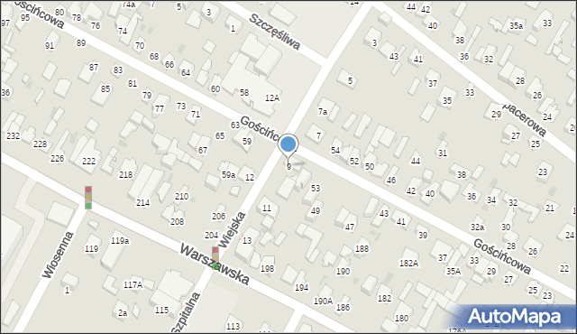 Łomianki, Wiejska, 9, mapa Łomianki