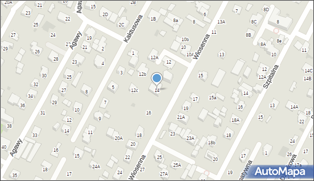 Łomianki, Wiosenna, 14, mapa Łomianki