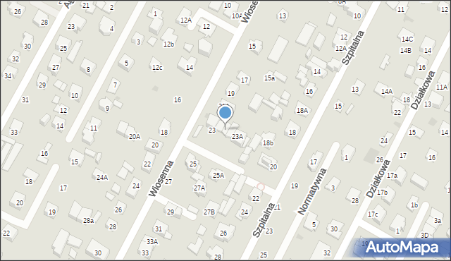 Łomianki, Wiosenna, 23c, mapa Łomianki