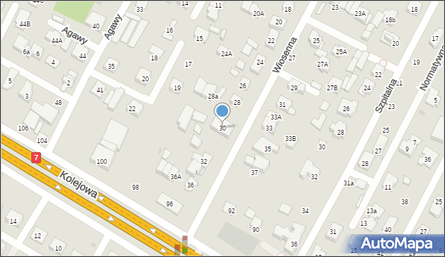 Łomianki, Wiosenna, 30, mapa Łomianki