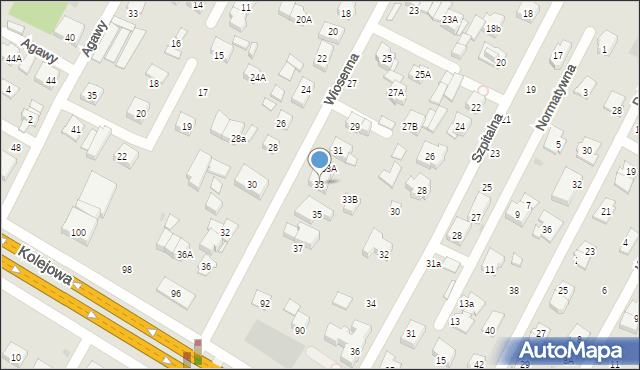 Łomianki, Wiosenna, 33, mapa Łomianki