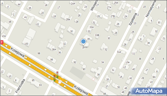 Łomianki, Wiosenna, 37, mapa Łomianki