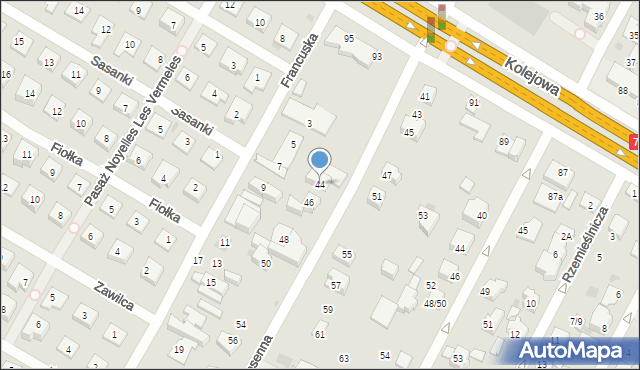 Łomianki, Wiosenna, 44, mapa Łomianki