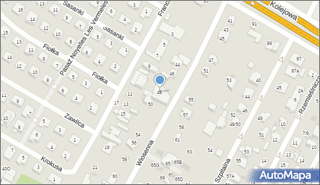 Łomianki, Wiosenna, 48, mapa Łomianki