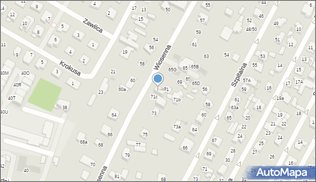 Łomianki, Wiosenna, 71A, mapa Łomianki