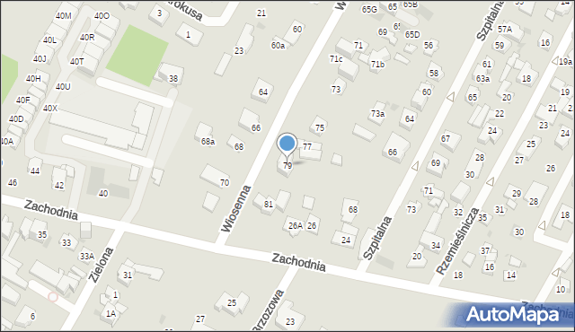 Łomianki, Wiosenna, 79, mapa Łomianki