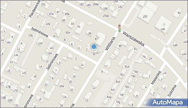 Łomianki, Wiślana, 12, mapa Łomianki