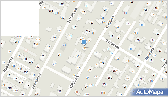 Łomianki, Wiślana, 34, mapa Łomianki