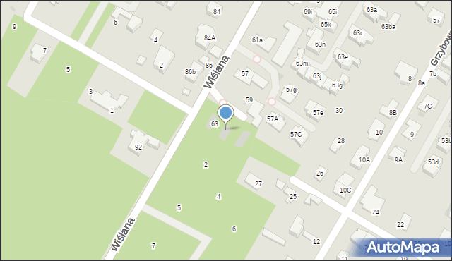 Łomianki, Wiślana, 65, mapa Łomianki
