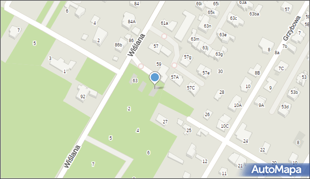 Łomianki, Wiślana, 67, mapa Łomianki