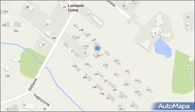 Łomianki Dolne, Wiślana, 11e, mapa Łomianki Dolne