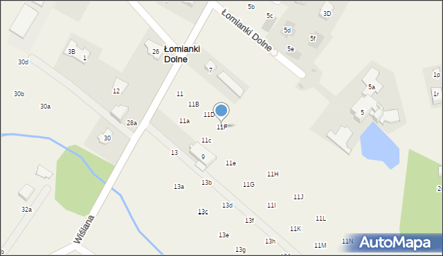 Łomianki Dolne, Wiślana, 11F, mapa Łomianki Dolne