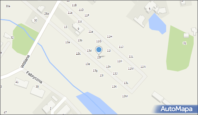 Łomianki Dolne, Wiślana, 13f, mapa Łomianki Dolne