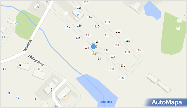 Łomianki Dolne, Wiślana, 13g, mapa Łomianki Dolne