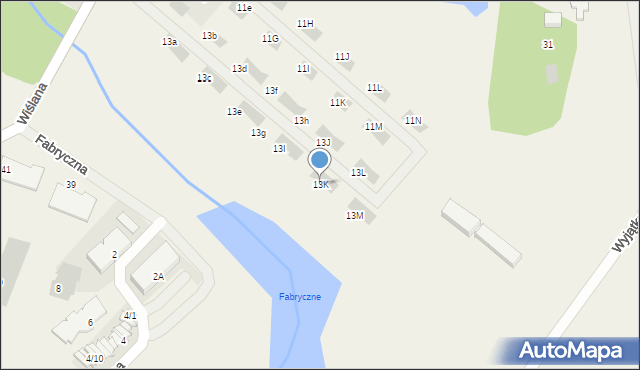 Łomianki Dolne, Wiślana, 13K, mapa Łomianki Dolne