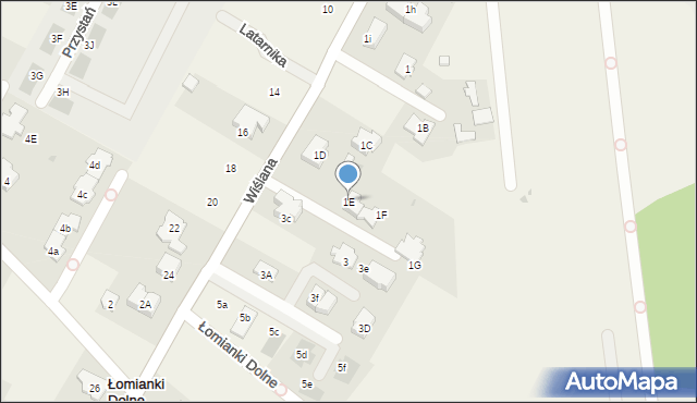 Łomianki Dolne, Wiślana, 1E, mapa Łomianki Dolne