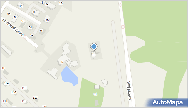 Łomianki Dolne, Wiślana, 1r, mapa Łomianki Dolne