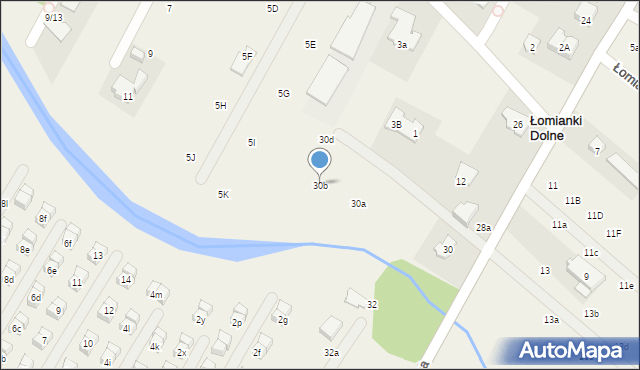 Łomianki Dolne, Wiślana, 30b, mapa Łomianki Dolne