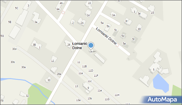Łomianki Dolne, Wiślana, 7, mapa Łomianki Dolne