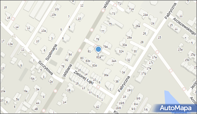 Łomianki Dolne, Wiślana, 81a, mapa Łomianki Dolne