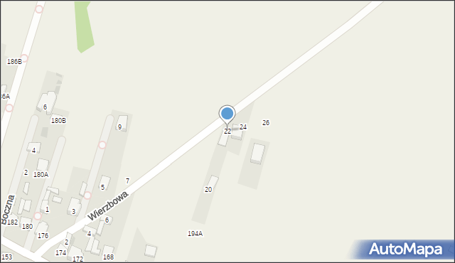 Łomna, Wierzbowa, 22, mapa Łomna