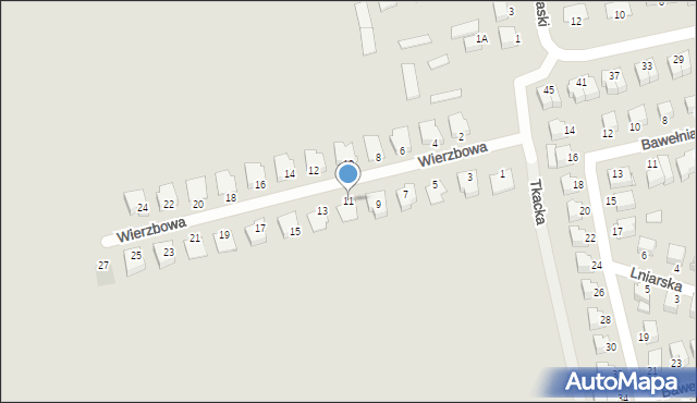 Łomża, Wierzbowa, 11, mapa Łomży