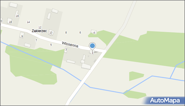 Łosinno, Wiosenna, 1, mapa Łosinno