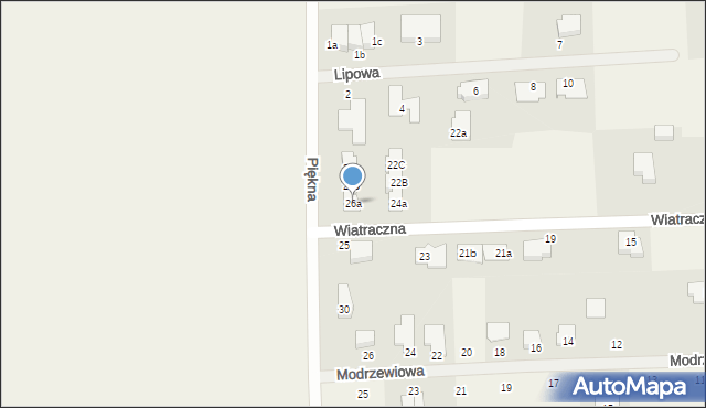 Łosino, Wiatraczna, 26a, mapa Łosino