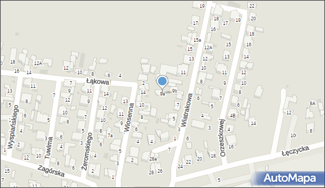 Łowicz, Wiatrakowa, 9a, mapa Łowicza