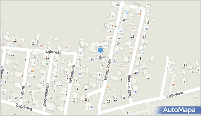 Łowicz, Wiatrakowa, 9b, mapa Łowicza