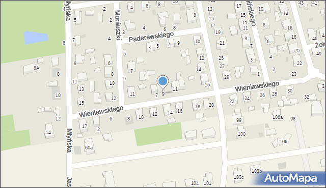 Łowicz, Wieniawskiego Henryka, 9, mapa Łowicza