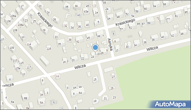 Lublin, Wilcza, 24a, mapa Lublina