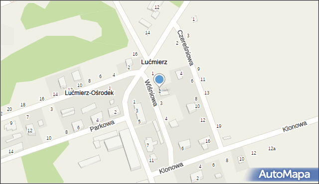 Lućmierz, Wiśniowa, 2, mapa Lućmierz