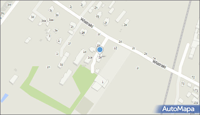 Łuków, Wiatraki, 1a, mapa Łuków