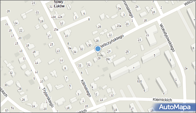 Łuków, Wilczyńskiego Franciszka, 29b, mapa Łuków