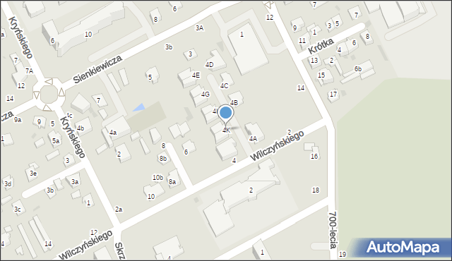 Łuków, Wilczyńskiego Franciszka, 4K, mapa Łuków