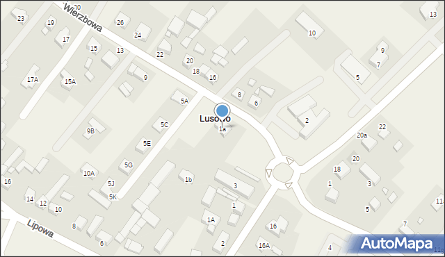 Lusowo, Wierzbowa, 1a, mapa Lusowo