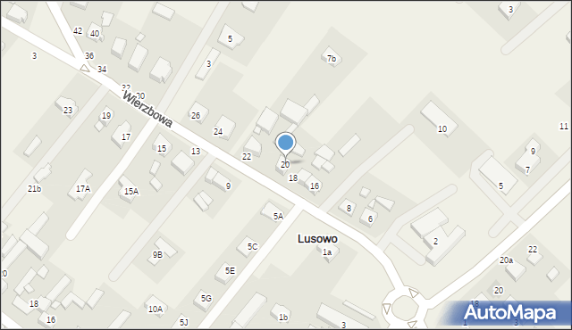 Lusowo, Wierzbowa, 20, mapa Lusowo