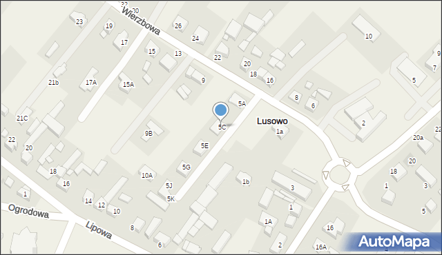 Lusowo, Wierzbowa, 5C, mapa Lusowo