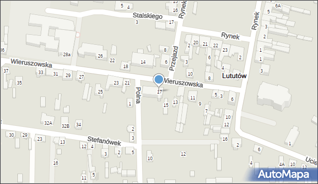 Lututów, Wieruszowska, 17, mapa Lututów